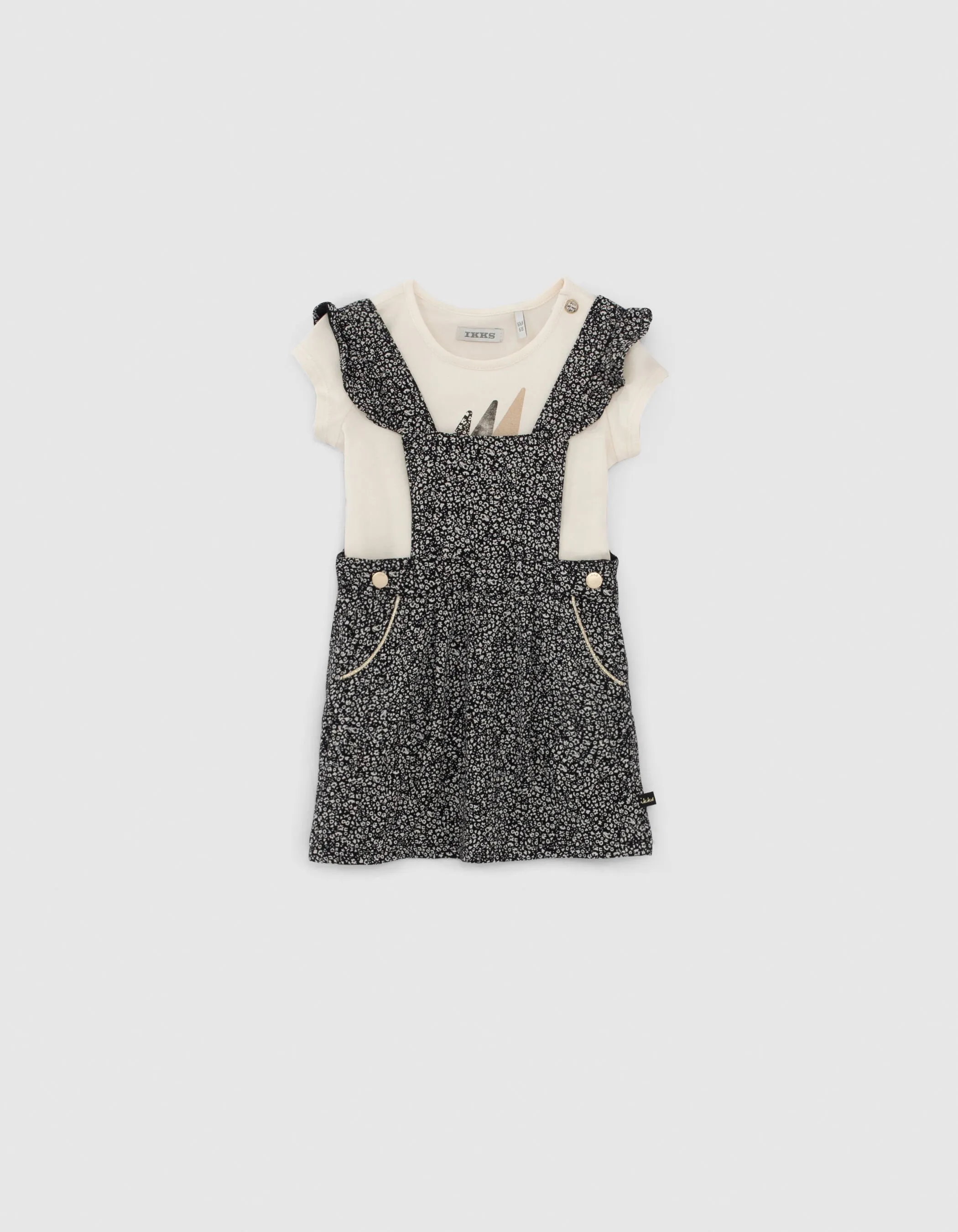 Ensemble robe noire imprimée et body bébé fille