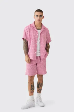 Ensemble texturé avec chemise à manches courtes et short