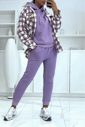 Ensemble violet 3 pièces jogging chaud et confortable et sur chemise oversize hyper tendance