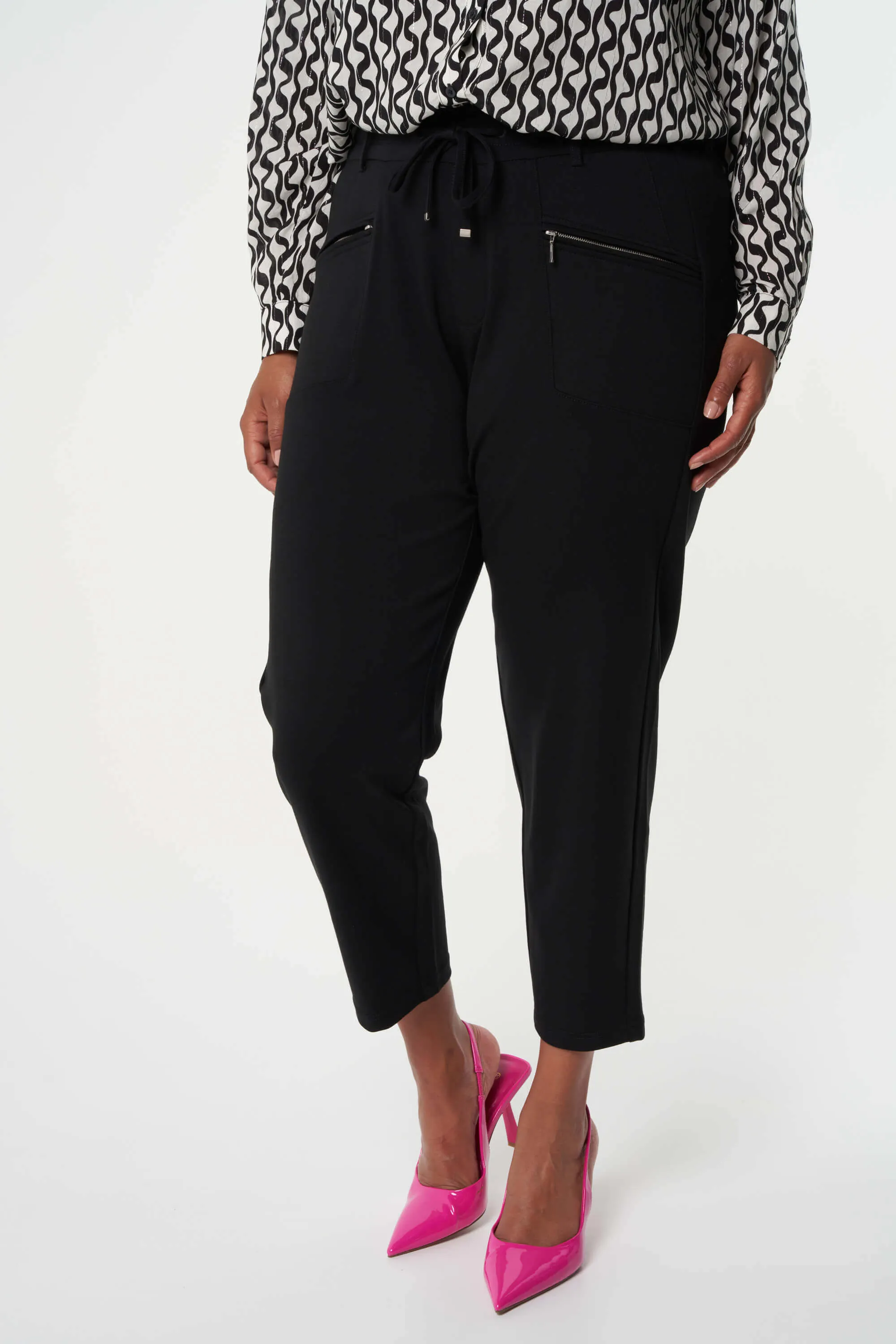 Femmes Pantalon avec fermeture éclair Noir | MS Mode