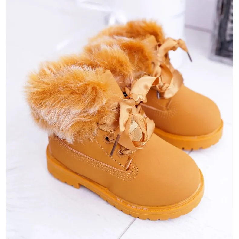 FR1 Bottes Trappeurs Enfant Chauffées Avec Fourrure Camel Tesoro brun