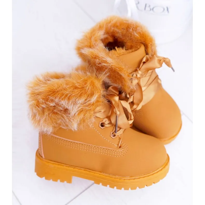 FR1 Bottes Trappeurs Enfant Chauffées Avec Fourrure Camel Tesoro brun