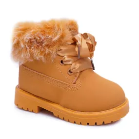 FR1 Bottes Trappeurs Enfant Chauffées Avec Fourrure Camel Tesoro brun