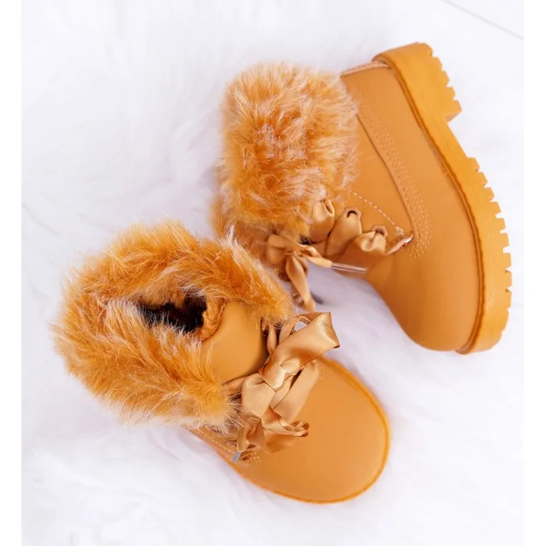 FR1 Bottes Trappeurs Enfant Chauffées Avec Fourrure Camel Tesoro brun