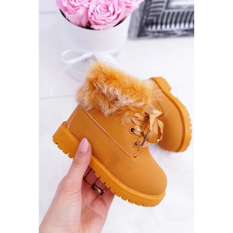 FR1 Bottes Trappeurs Enfant Chauffées Avec Fourrure Camel Tesoro brun