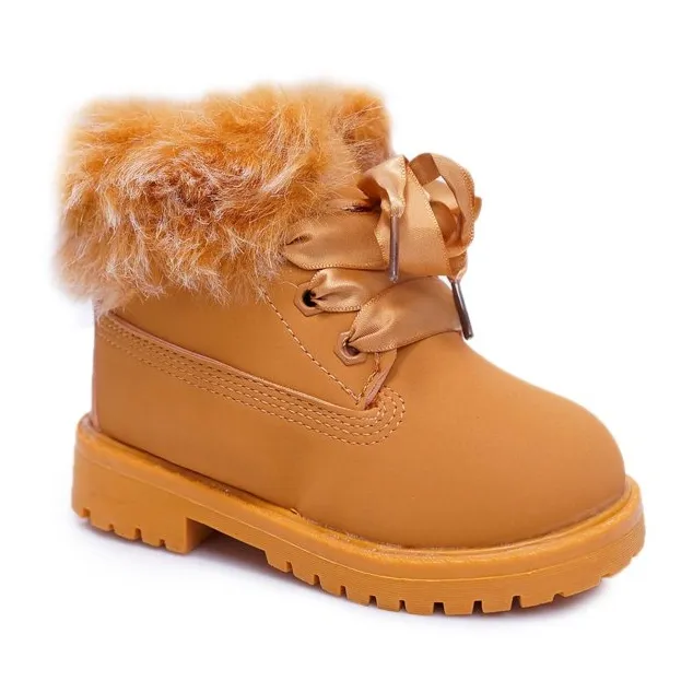 FR1 Bottes Trappeurs Enfant Chauffées Avec Fourrure Camel Tesoro brun