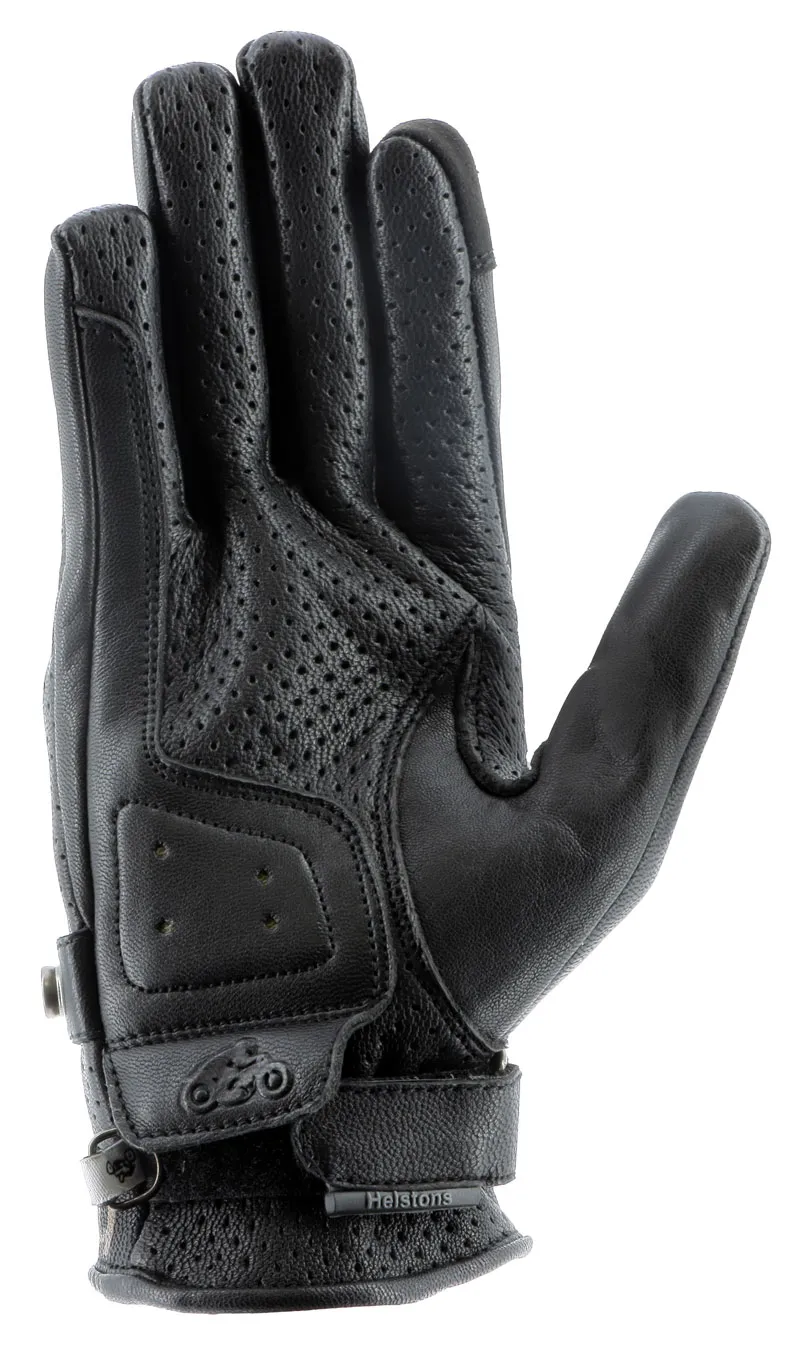 Gants femme Helstons Tinta Air été cuir noir, gant moto été jaune