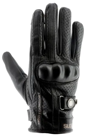 Gants femme Helstons Tinta Air été cuir noir, gant moto été jaune