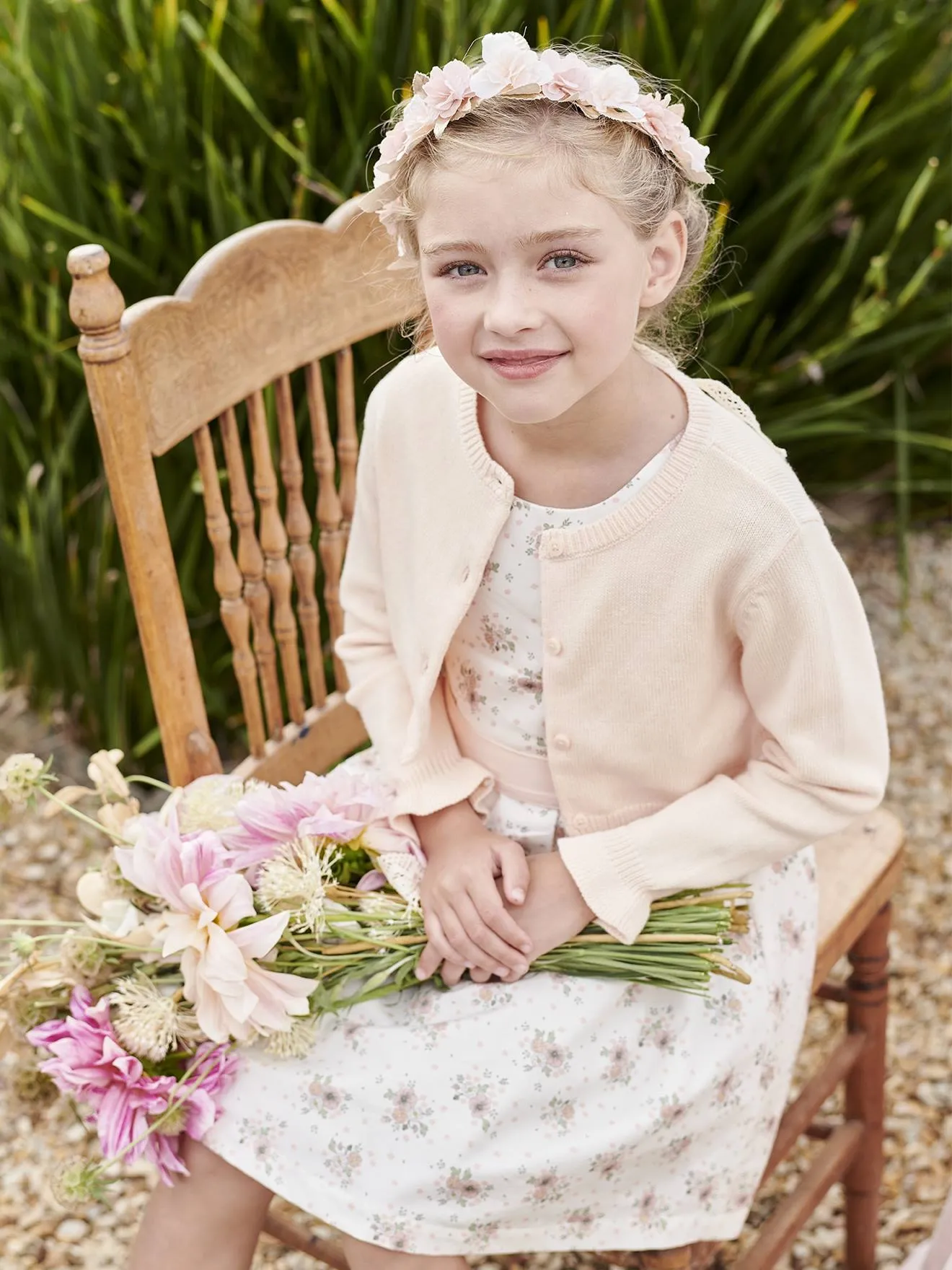 Gilet boléro cérémonie fille bleu chambray - Vertbaudet