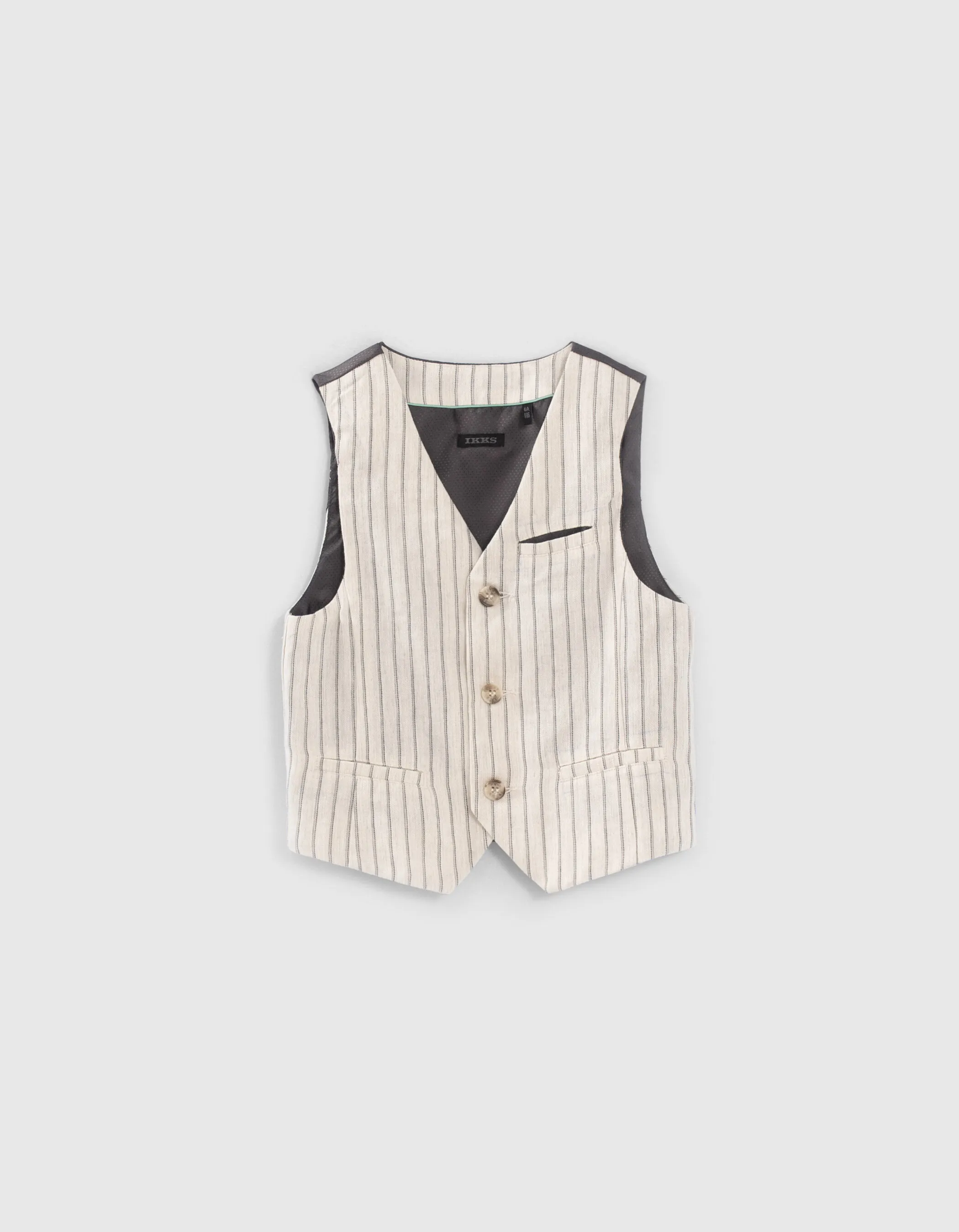 Gilet de costume beige rayé garçon