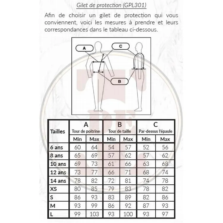 Gilet de Protection dorsale T de T pour l'équitation enfant et adulte