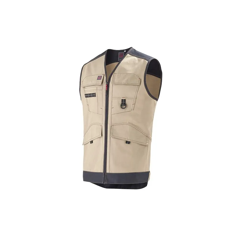 Gilet de Travail Homme Trowel Beige et Noir - ADOLPHE LAFONT