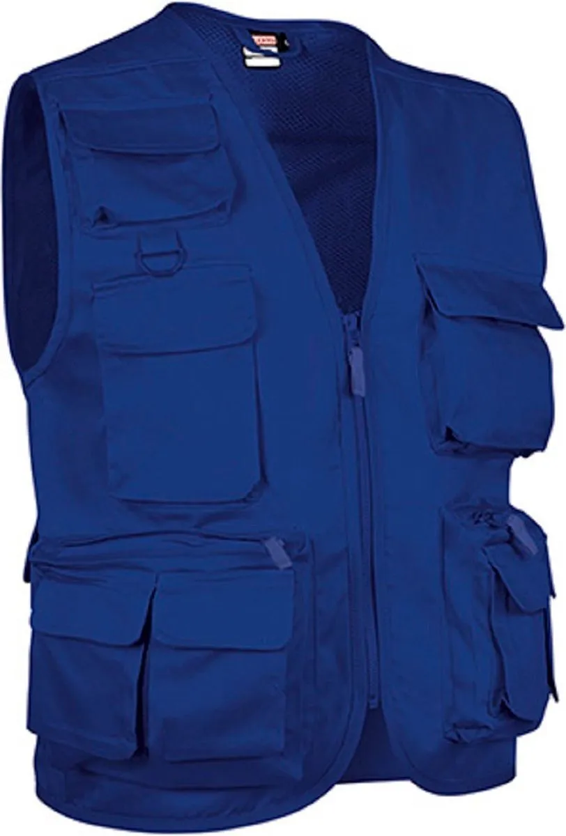 Gilet reporter multipoches sans manches - SAFARI - bleu azur 