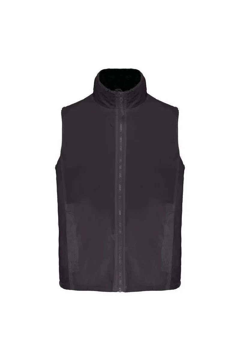 Gilet sans manches doublé polaire - Homme - K679 - gris foncé et noir 