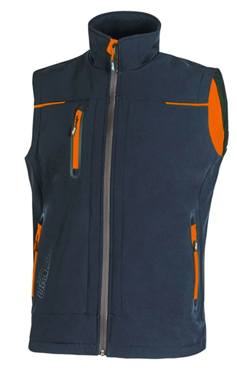 Gilet softshell sans manches - Homme - UPFU188 - bleu deep et orange 