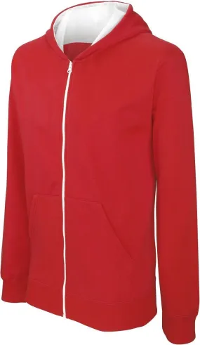 Gilet sweat zippé à capuche enfant - K486 - rouge et blanc 