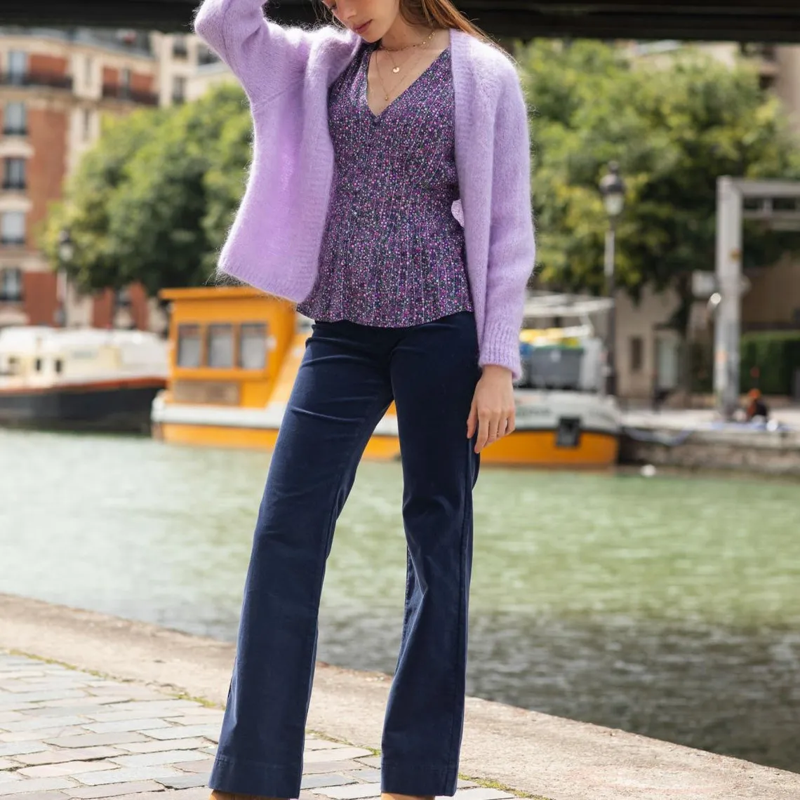 Gilet violet manches longues FREYA en mohair | 3 Suisses