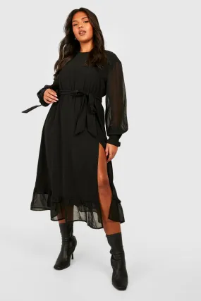 Grande taille - Robe longue tissée nouée