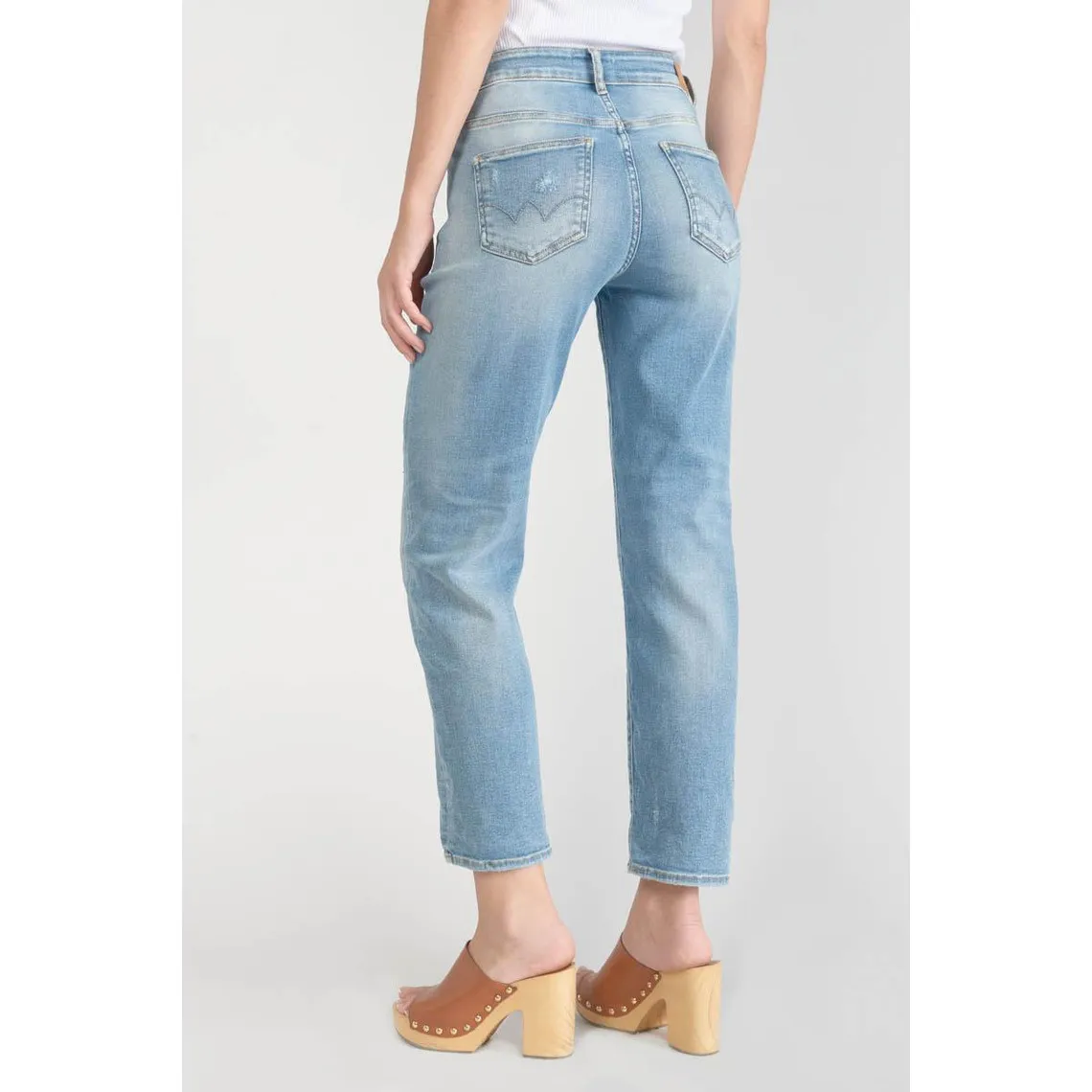 Jeans  400/17 mom taille haute 7/8ème en coton | 3 Suisses