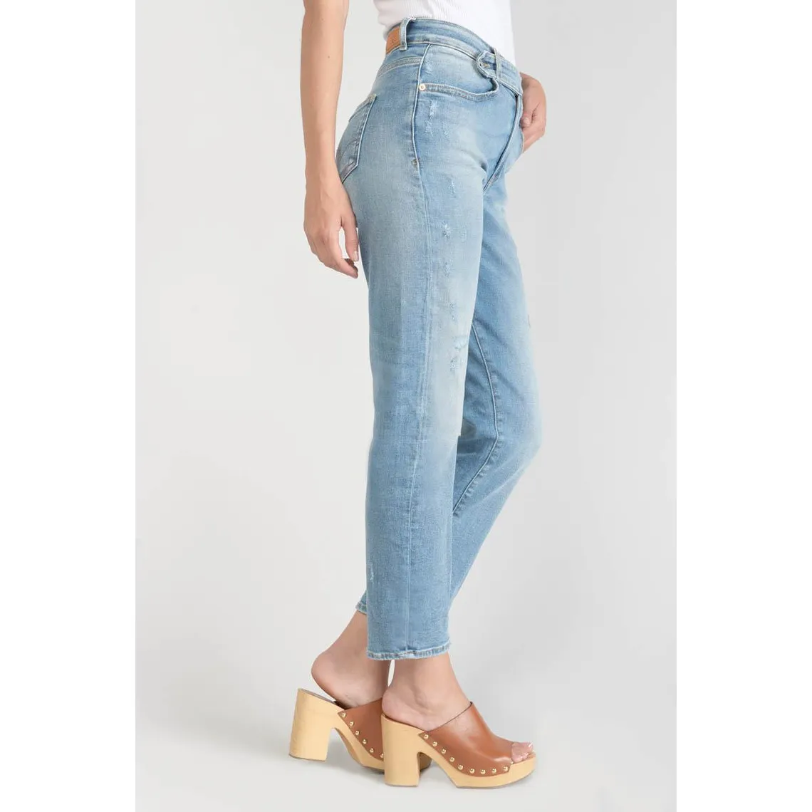 Jeans  400/17 mom taille haute 7/8ème en coton | 3 Suisses