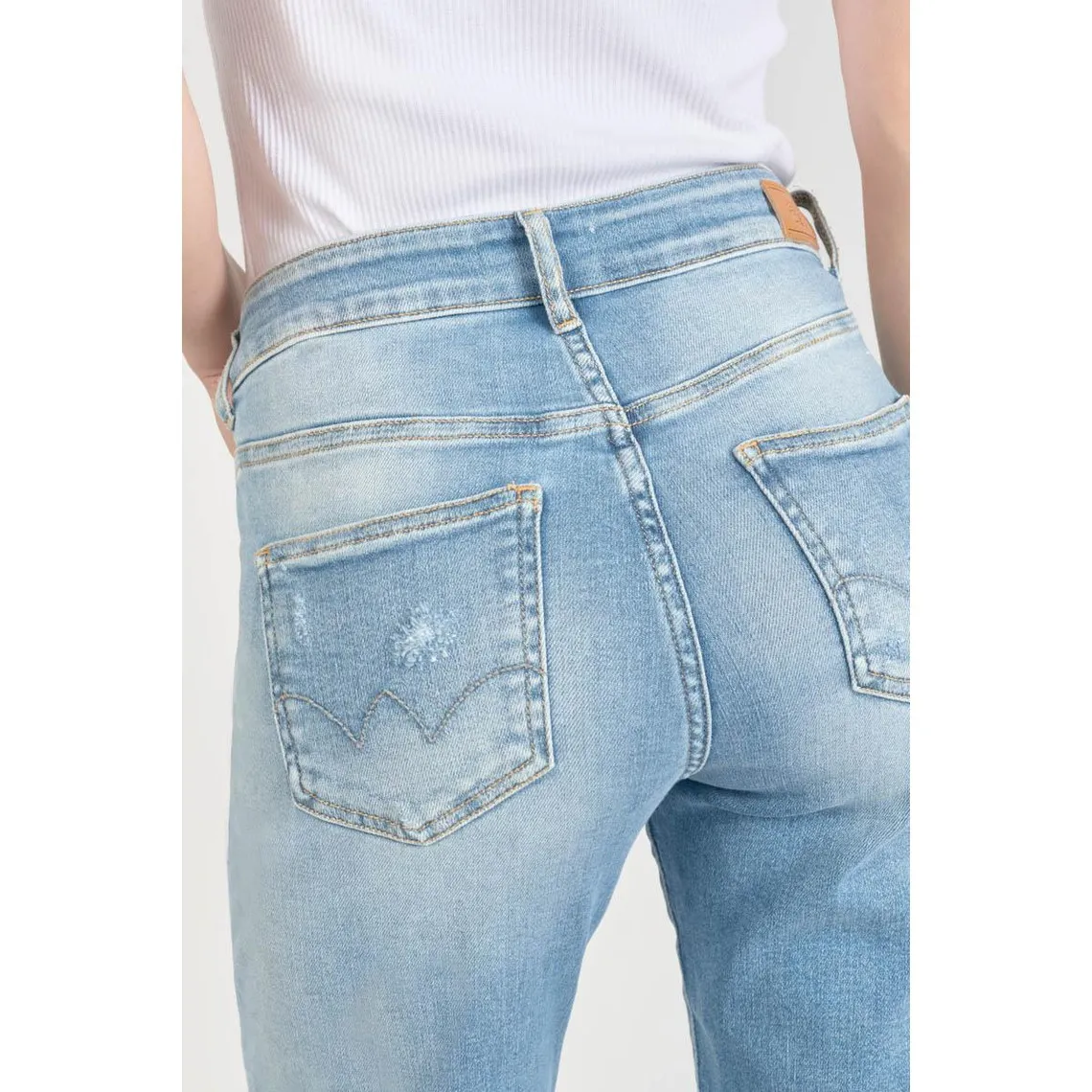 Jeans  400/17 mom taille haute 7/8ème en coton | 3 Suisses