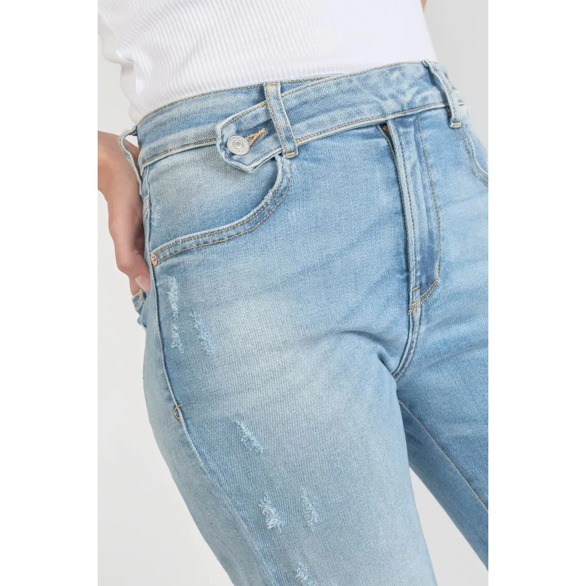 Jeans  400/17 mom taille haute 7/8ème en coton | 3 Suisses