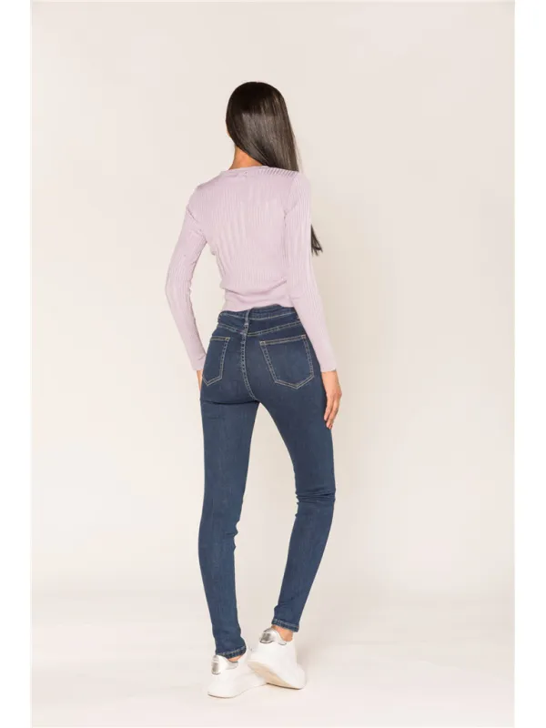 Jeans 5 boutons taille haute lise - Mode et prêt à porter