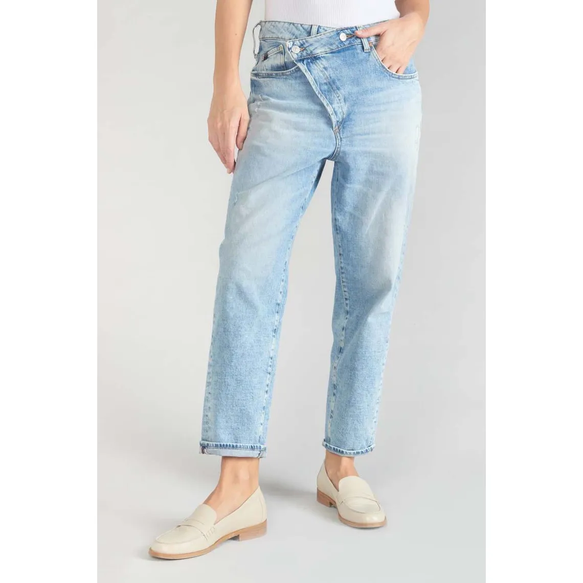 Jeans boyfit cosy, 7/8ème bleu en coton Wynn | 3 Suisses