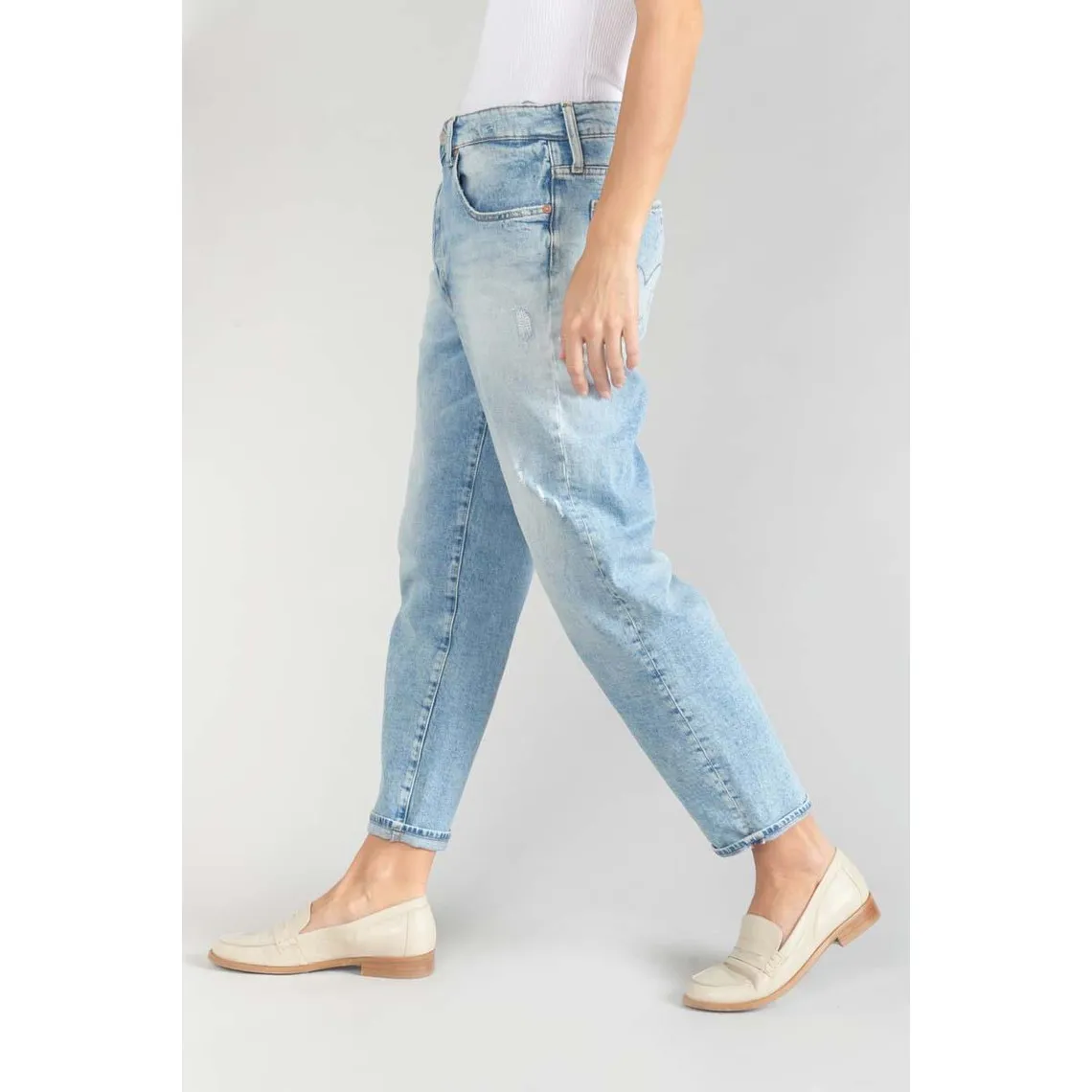 Jeans boyfit cosy, 7/8ème bleu en coton Wynn | 3 Suisses