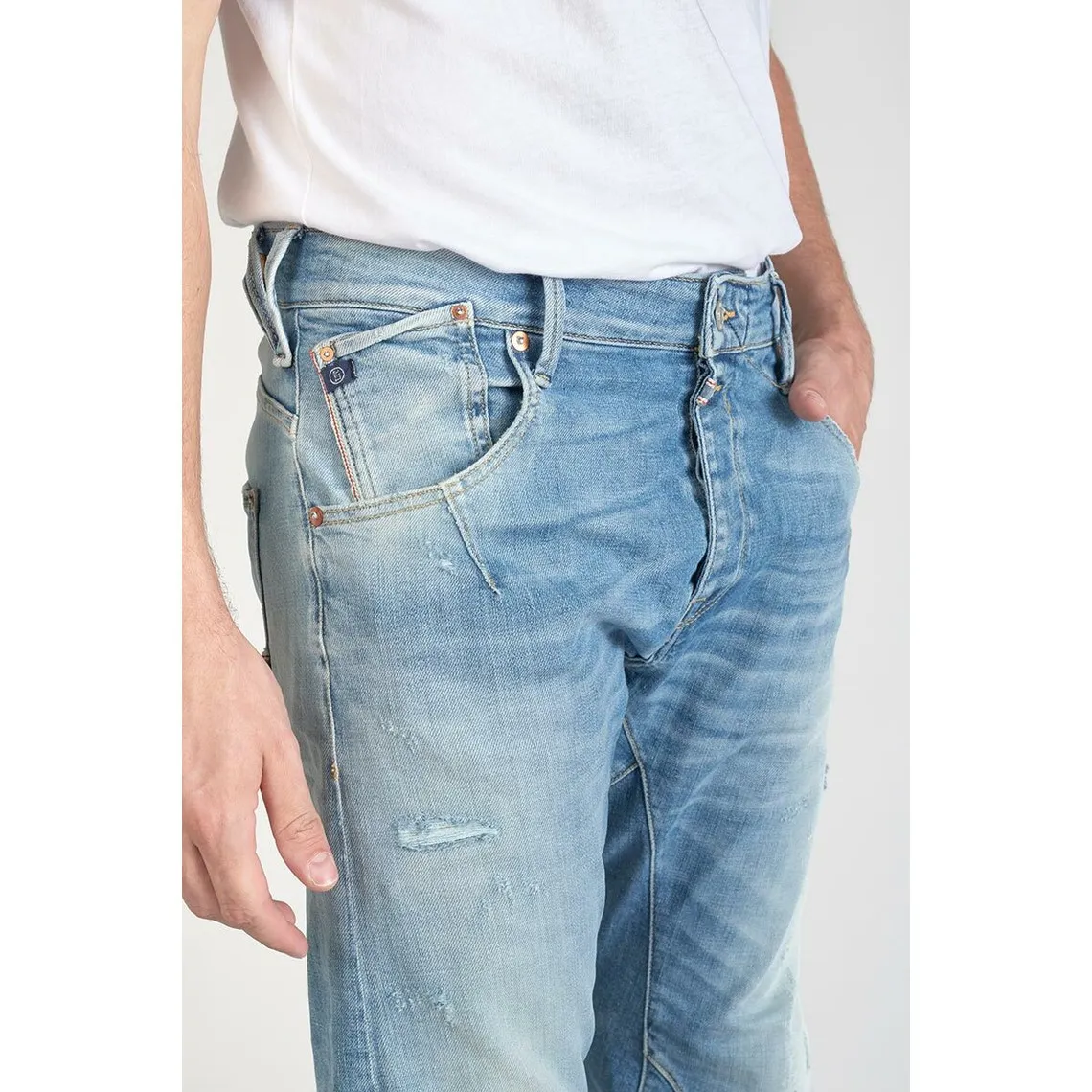 Jeans tapered 903, longueur 34 bleu en coton Tom | 3 Suisses