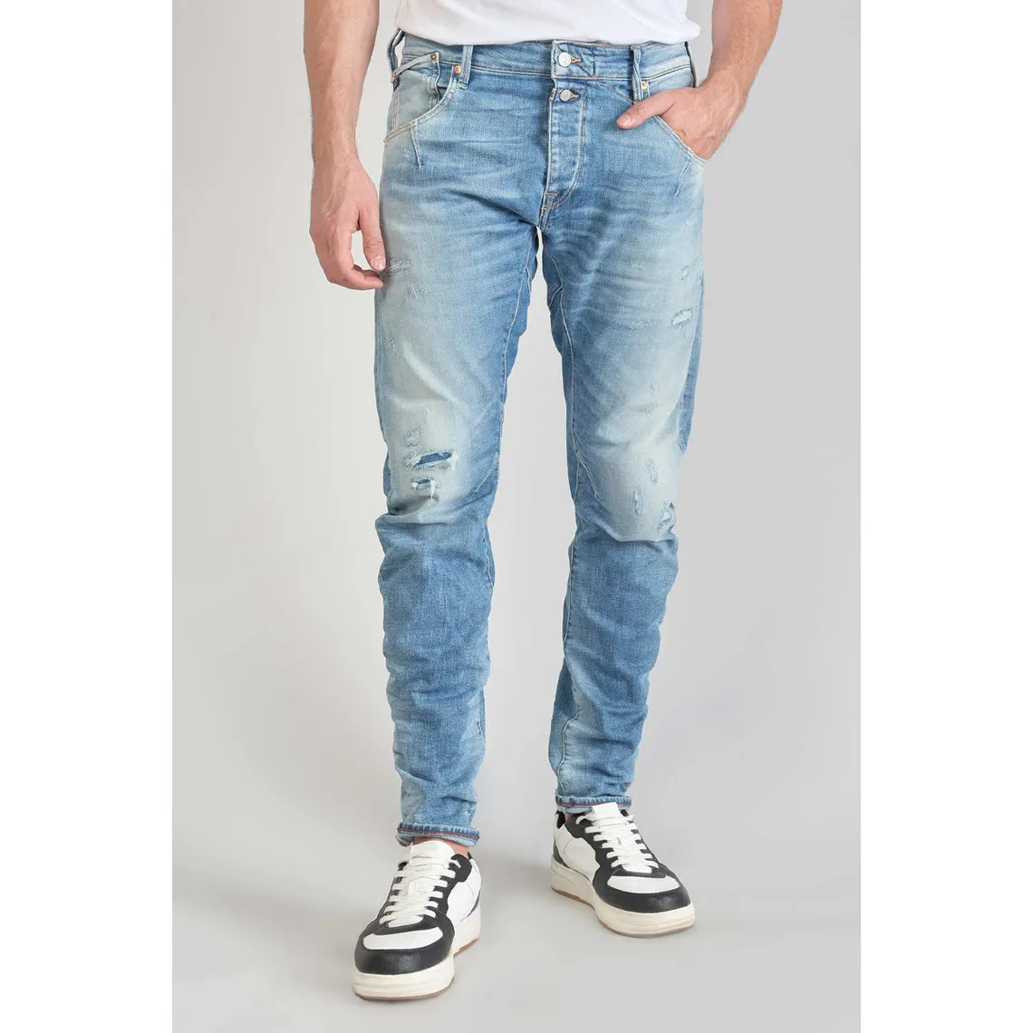 Jeans tapered 903, longueur 34 bleu en coton Tom | 3 Suisses