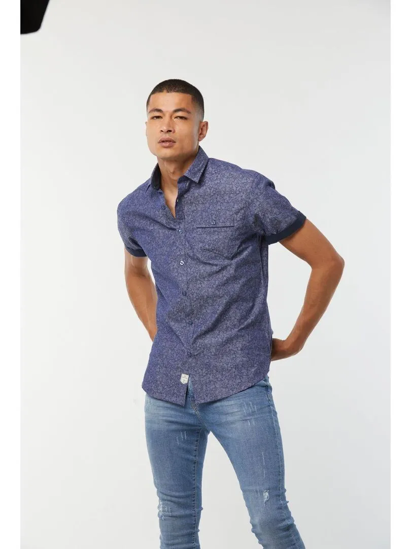 Lee Cooper - Chemise manches courtes coton slim DEPILO - Bleu foncé