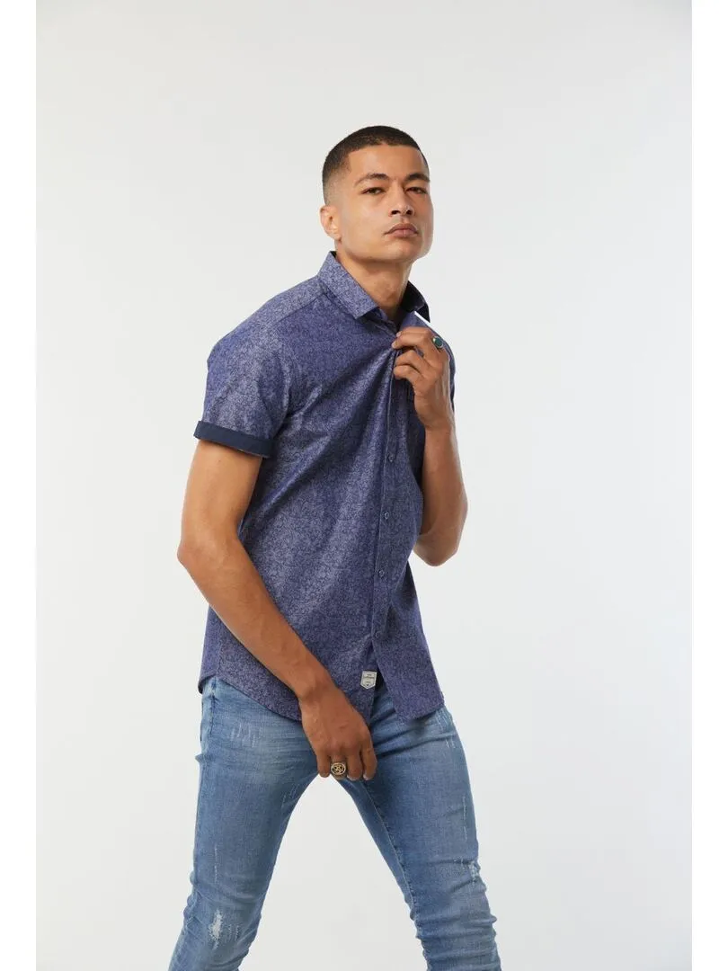 Lee Cooper - Chemise manches courtes coton slim DEPILO - Bleu foncé