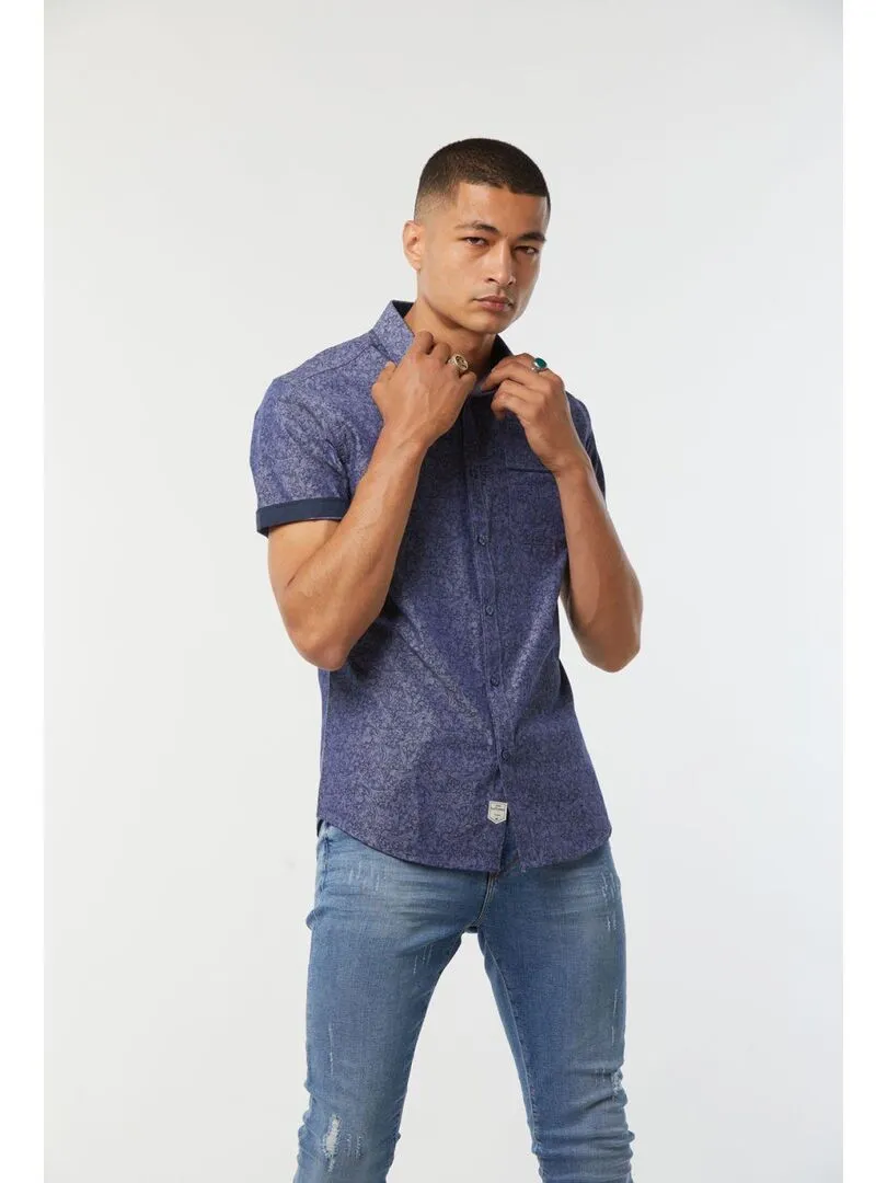 Lee Cooper - Chemise manches courtes coton slim DEPILO - Bleu foncé