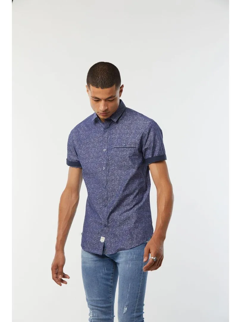 Lee Cooper - Chemise manches courtes coton slim DEPILO - Bleu foncé