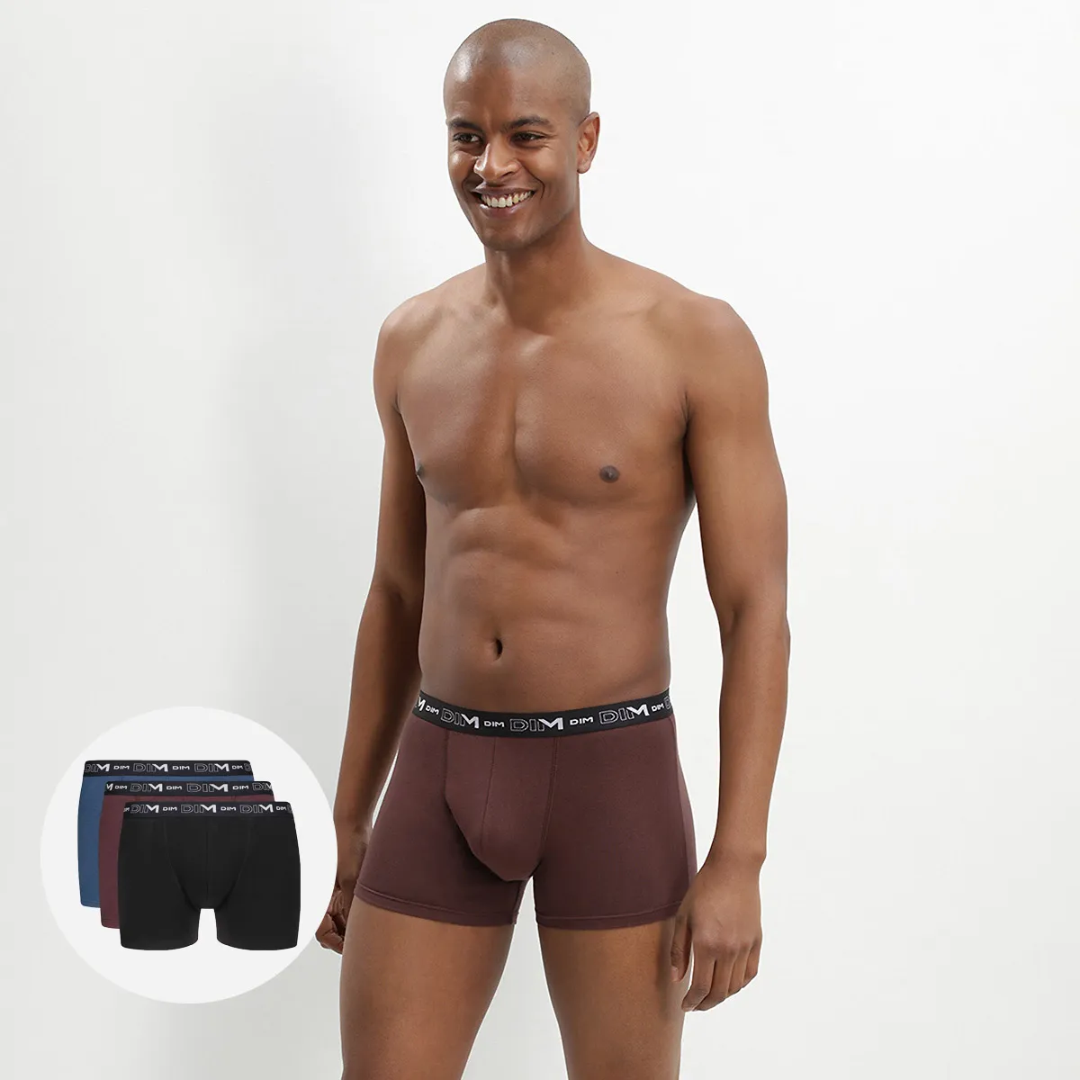 Lot de 3 boxers homme ceinture graphique Noir Brun Fauve Coton Stretch