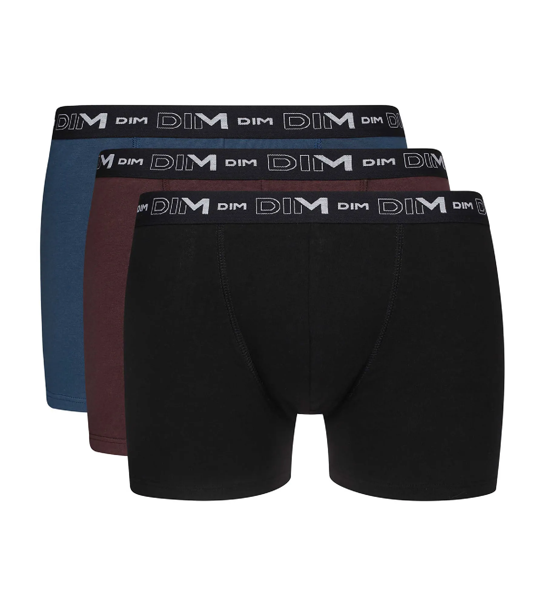 Lot de 3 boxers homme ceinture graphique Noir Brun Fauve Coton Stretch