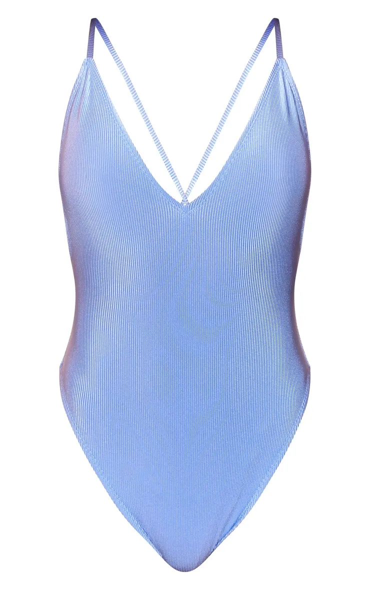 Maillot de bain bleuet côtelé