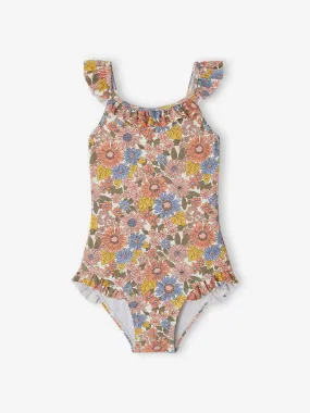 Maillot de bain à fleurs 1 pièce fille écru - Vertbaudet