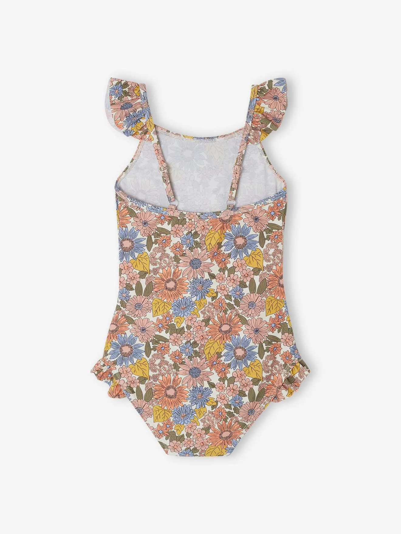 Maillot de bain à fleurs 1 pièce fille écru - Vertbaudet