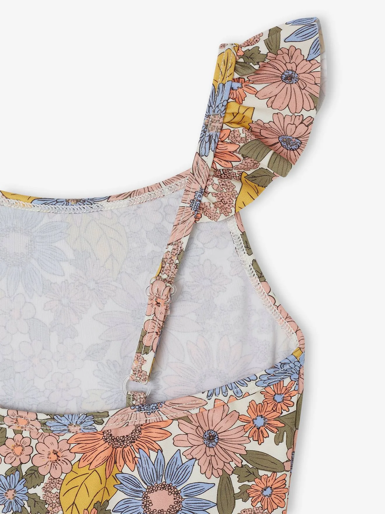 Maillot de bain à fleurs 1 pièce fille écru - Vertbaudet