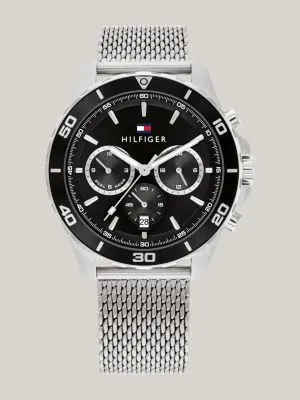 Montre de sport bracelet maille cadran noir | Argent | Tommy Hilfiger