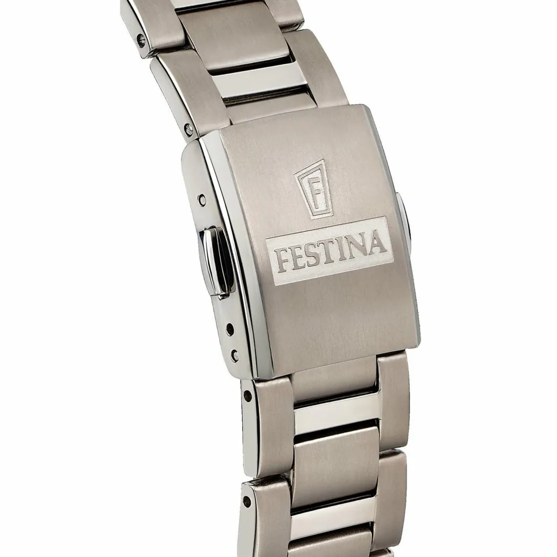 Montre Festina F20435-1 -  Dateur quartz cadran blanc et bracelet titane Homme | 3 Suisses