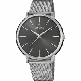 Montre Festina F20475-4 - Boyfriend acier cadran noir index et bracelet milanais acier | 3 Suisses