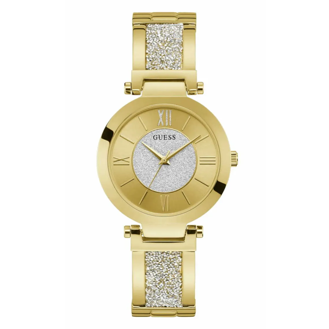 Montre Guess W1288L2 - AURORA Boîtier acier doré brillant cadran doré avec cristaux bracelet acier dor&eacut