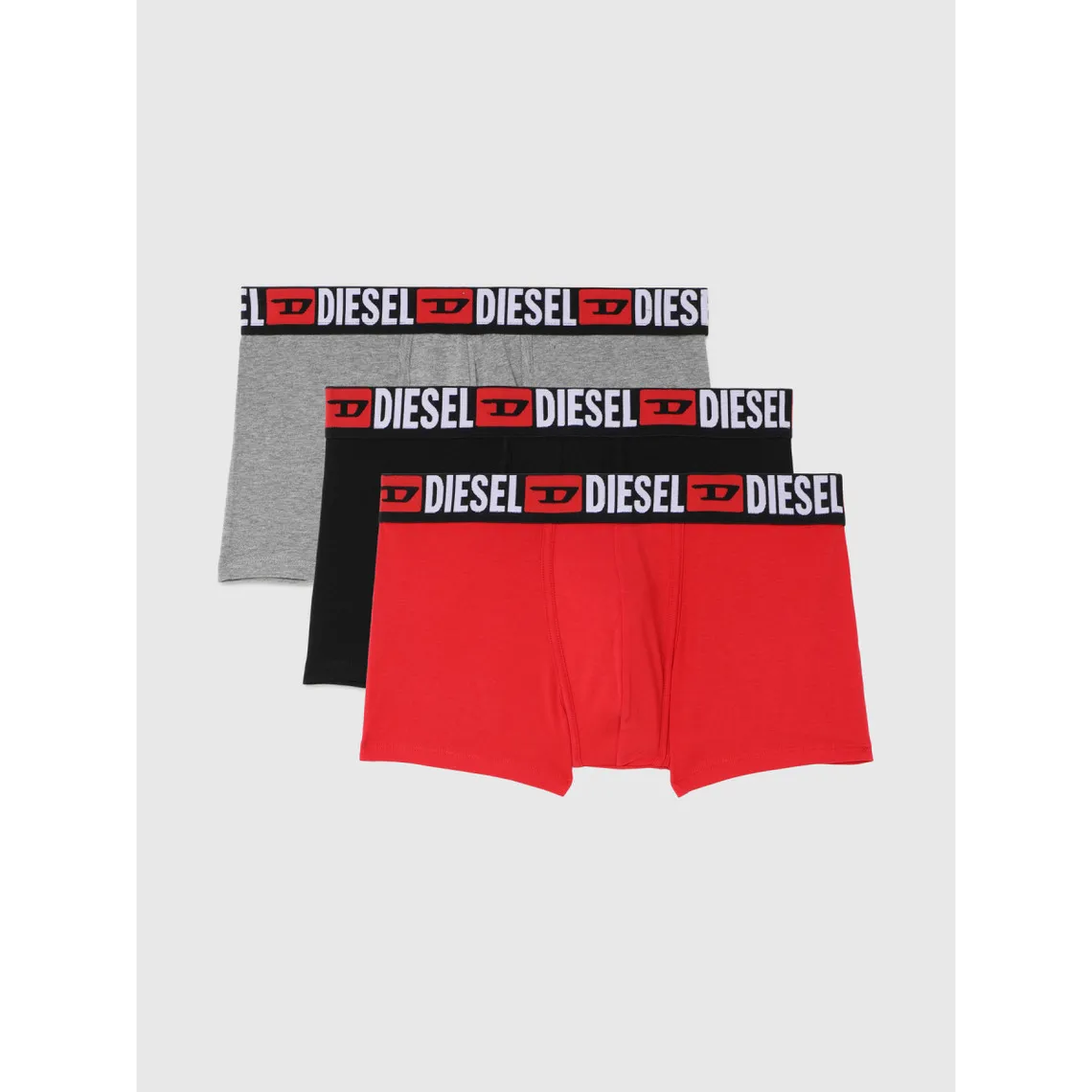 Pack de 3 boxers logotes ceinture elastique - Noir / Gris / Rouge en coton | 3 Suisses