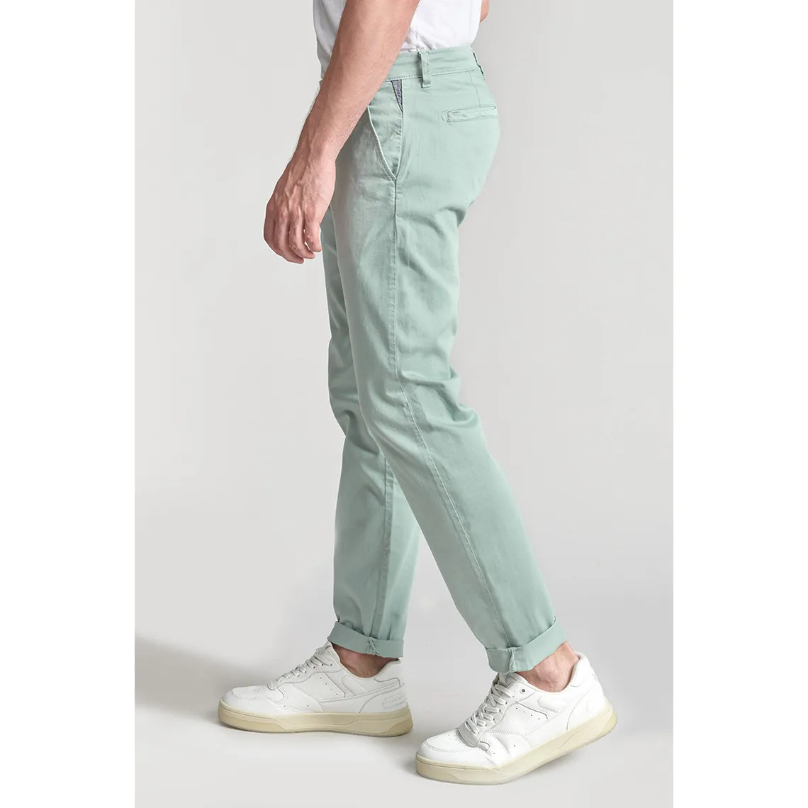 Pantalon chino CESAR vert d'eau en coton Le Temps des Cerises - Pantalon Homme sur MenCorner