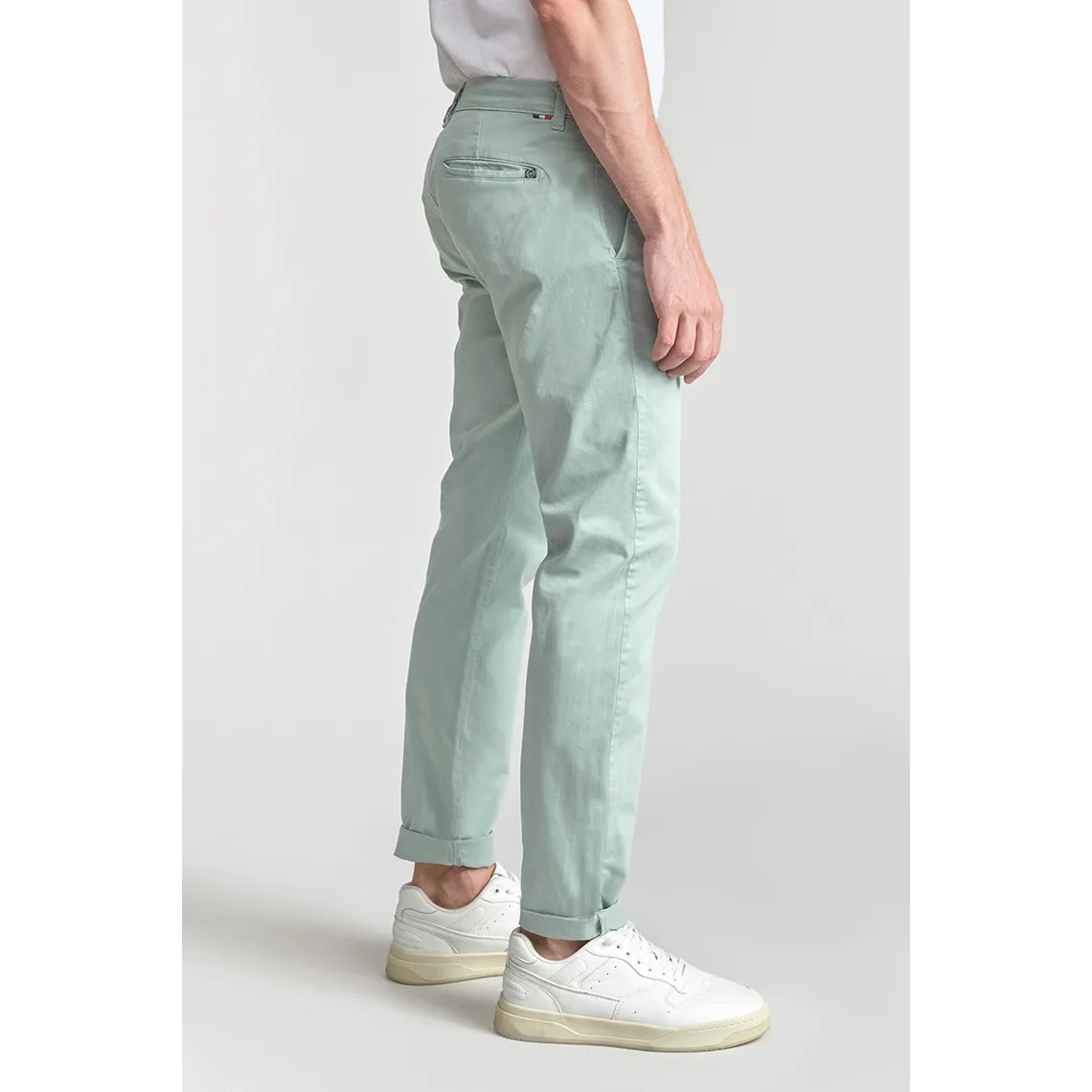 Pantalon chino CESAR vert d'eau en coton Le Temps des Cerises - Pantalon Homme sur MenCorner