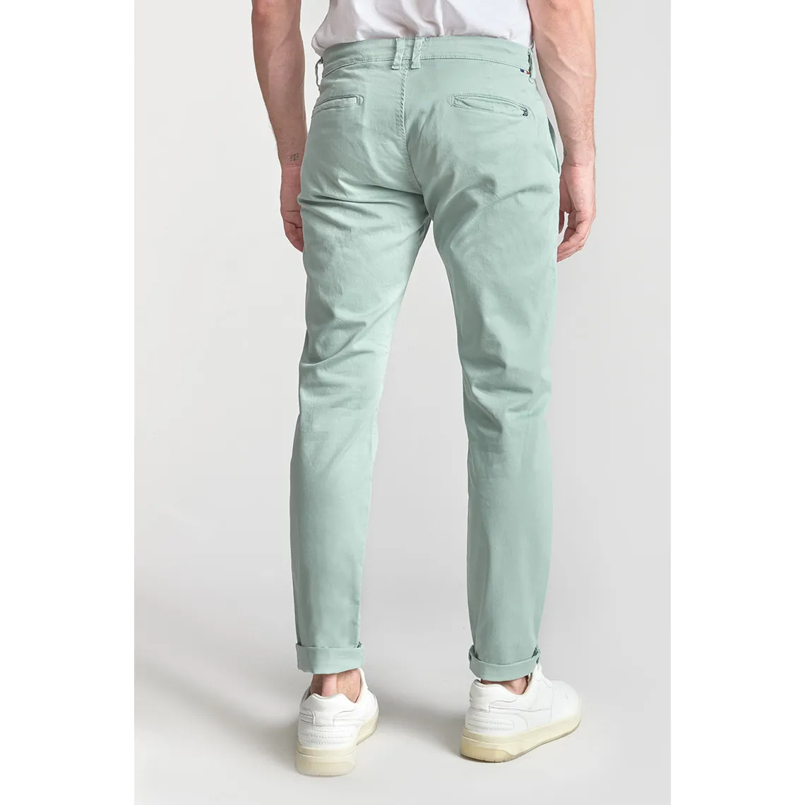 Pantalon chino CESAR vert d'eau en coton Le Temps des Cerises - Pantalon Homme sur MenCorner