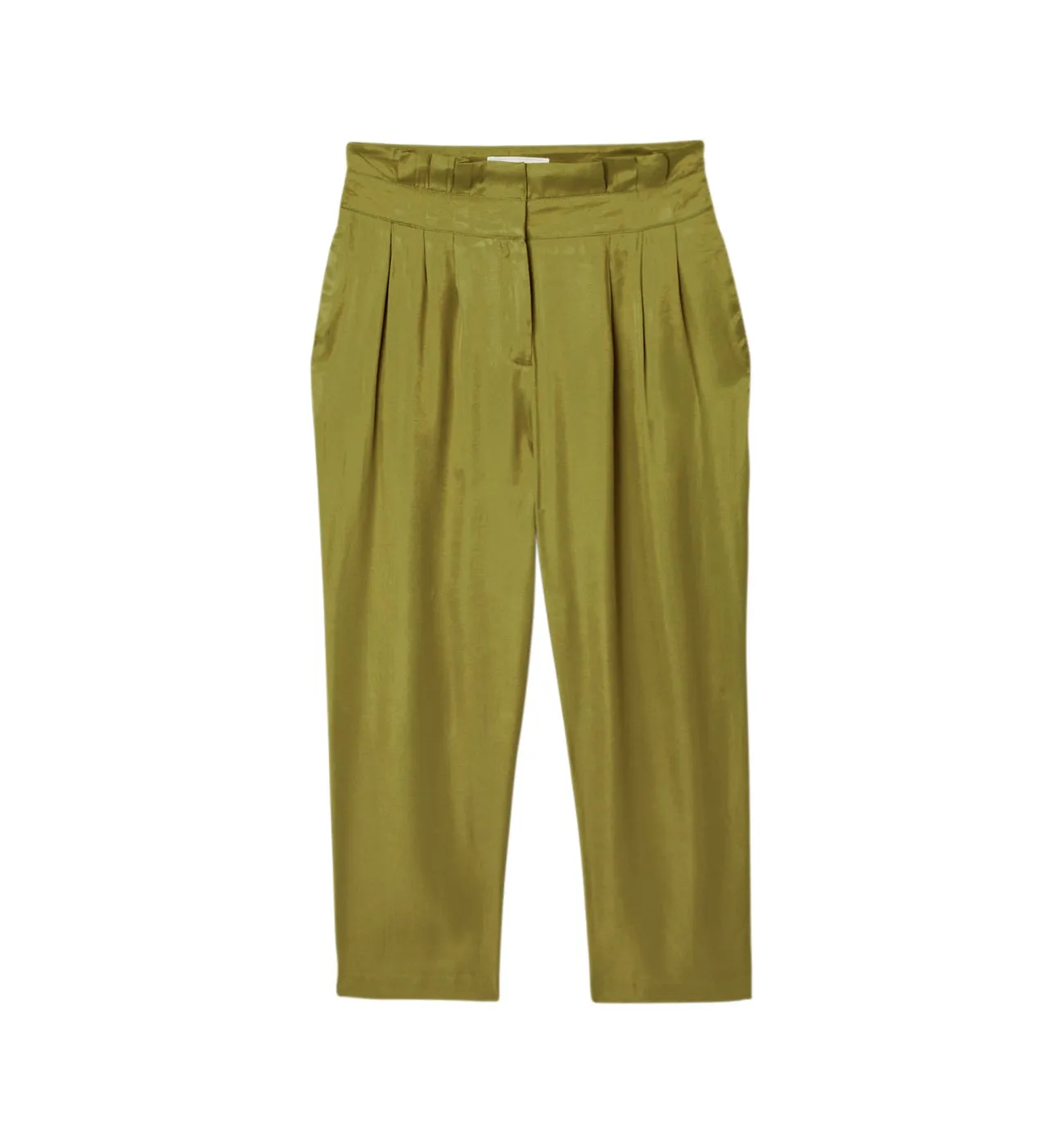 Pantalon cropped et soyeux - Vert olive